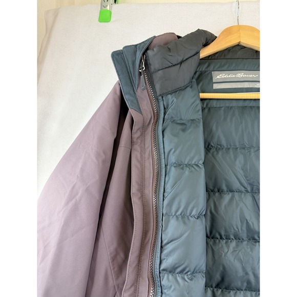 Eddie Bauer 3-in-1 Nordic Jacket Down Purple Gray Large Tall LT WeatherEdge Plus - Picture 11 of 16